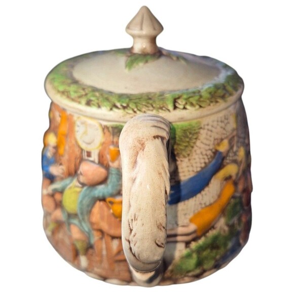 Vintage 1950's Falcon Ware Teapot Equestrian Pottery English Garden Cottagecore - Picture 4 of 6